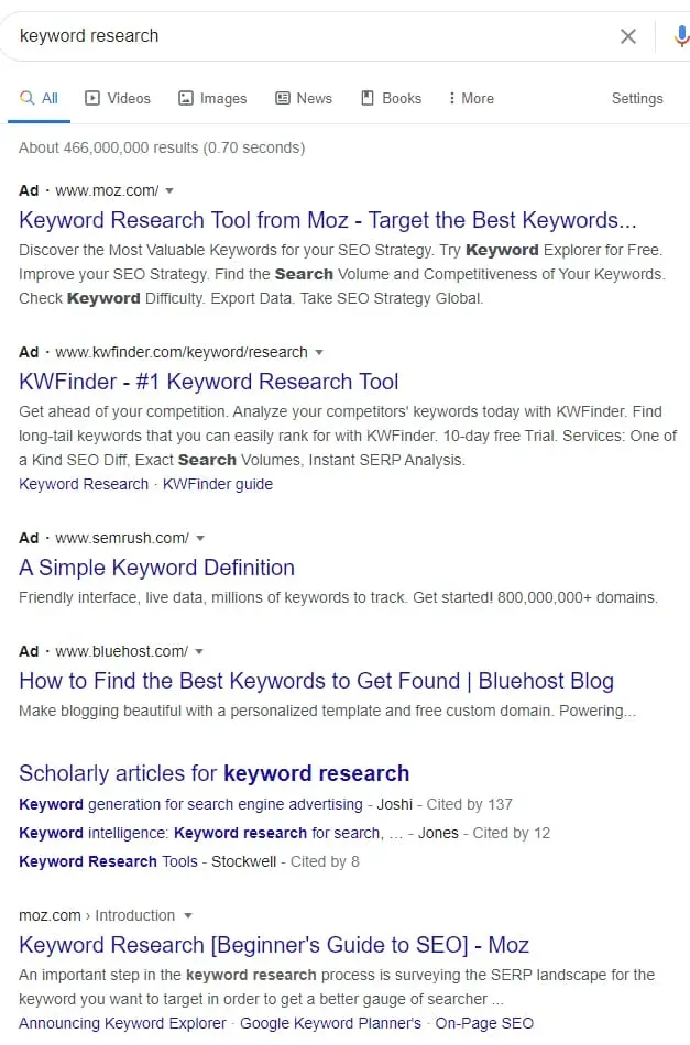 Google search ads.